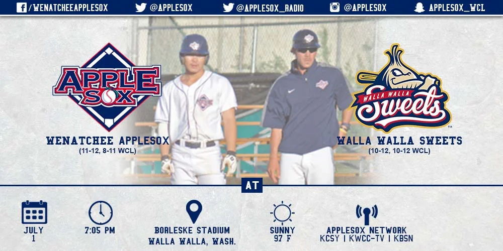 The AppleSox and Walla Walla Sweets meet at Borleske Stadium at 7:05 p.m., Wednesday night.