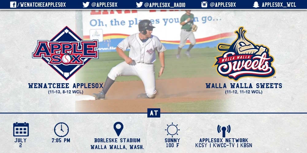 The AppleSox and Sweets face off in a rubber match game Thursday June 2, at 7:05 p.m.