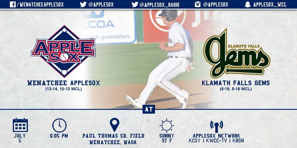 The AppleSox will go for a sweep Sunday against the Klamath Falls Gems.