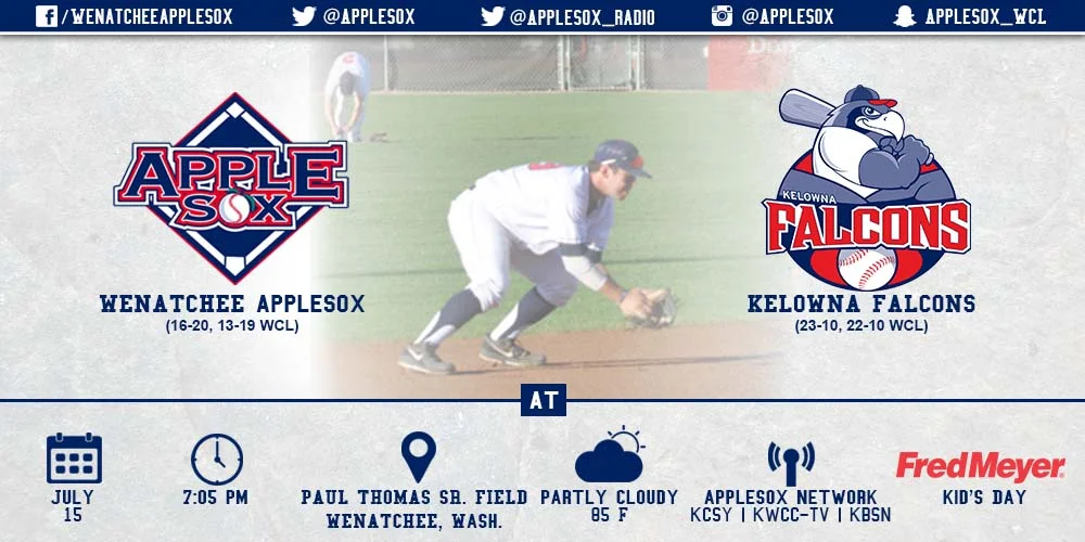 The AppleSox and Falcons will decide the first of two-consecutive series, Wednesday night, in a game that is expected to be a pitchers' duel. The two starters to either side have a combined 6-1 record.