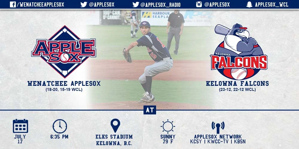 Brian Gadsby will get the start for the AppleSox tonight, as they go for a series win at Kelowna.