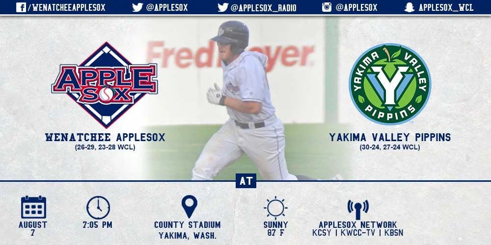 The AppleSox and the Yakima Valley Pippins open their final series of 2015, Friday night at County Stadium in Yakima.