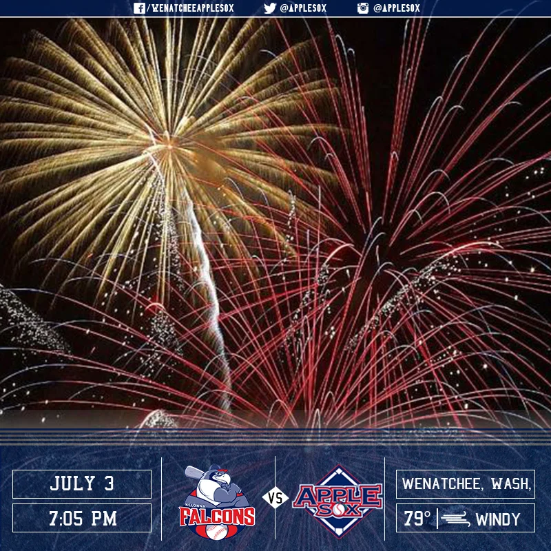 The AppleSox welcome the Kelowna Falcons to Paul Thomas Sr. Stadium, for Fireworks Night, Sunday July 3. 