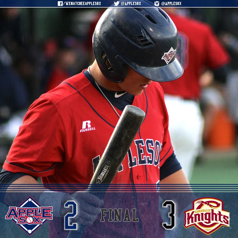 The AppleSox fell 3-2 in their series-opener and WCL second-half opener at Corvallis, Wednesday.