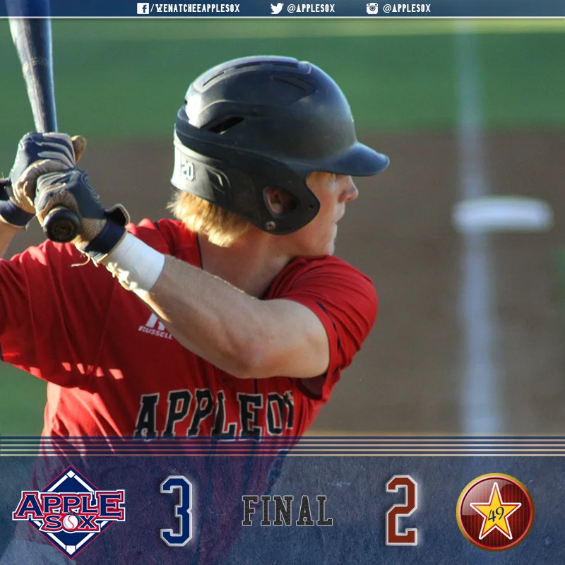 The Wenatchee AppleSox won 3-2, Saturday, behind seven innings from Matt Young and a stellar first outing back for 2015 relief pitcher, Tony Contonio. 
