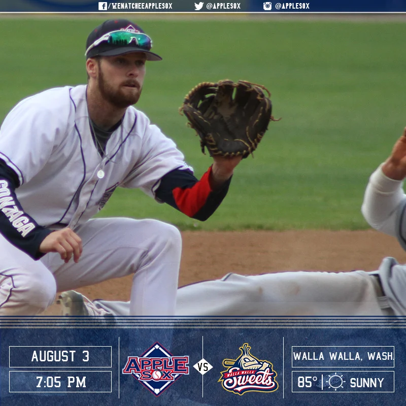 The Wenatchee AppleSox and Walla Walla Sweets meet Wednesday for a game that could win Wenatchee both the current and season series over the Sweets.