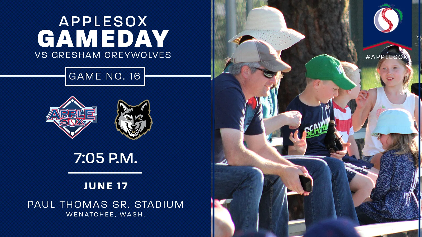 Bring the whole family out to Paul Thomas to see the AppleSox play at 7:05 Saturday, 6:05 Sunday, and 7:05 Monday against Gresham!