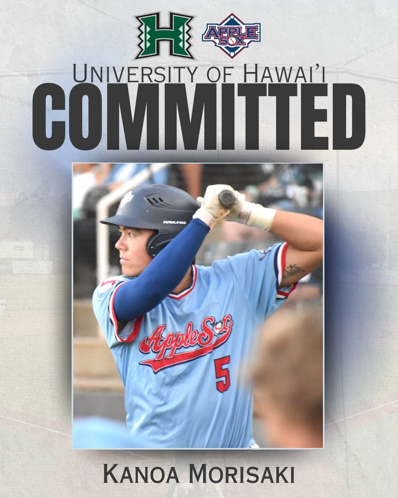 COMMITED‼️

Congratulations to AppleSox player, Kanoa Morisaki, on committing to play at the University of Hawai&rsquo;i!

#HarvestTime