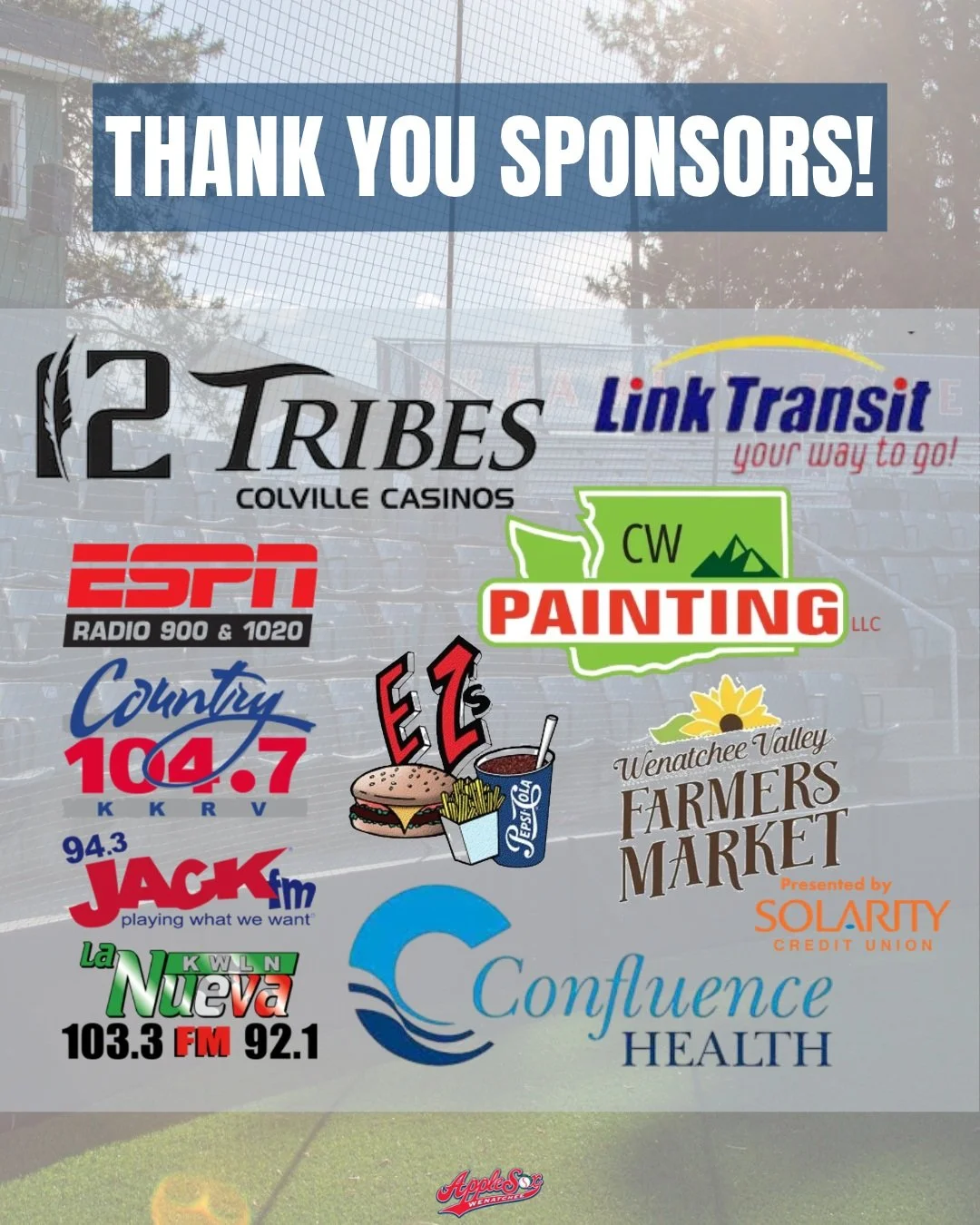 This week&rsquo;s 2026 sponsor shout-out ‼️

CW Painting
EZ&rsquo;s
Confluence Health
Connoisseur Media - ESPN Radio
Wenatchee Valley Farmer&rsquo;s Market 
Colville Gaming - 12 Tribes Colville Casinos
Link Transit

Our sponsors play a huge role in o