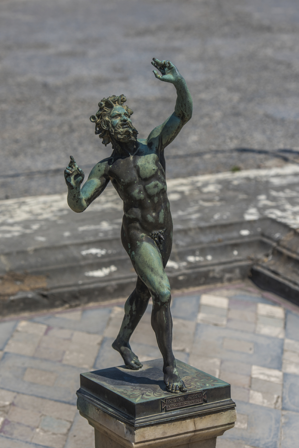 Bronze statue in House of the Faun, Pompeii, Italy