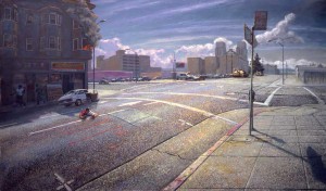 Regime Change Comes to Oakland, o/c, 40"x68", August 2004