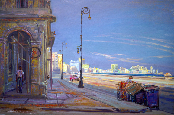 Morning on the Malecon, Havana, Cuba, oil/canvas, 18 x 24, 2002