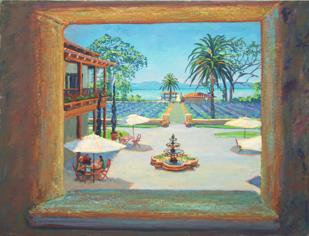 View of the Courtyard, Ceago, oil/canvas, 18" X 24"