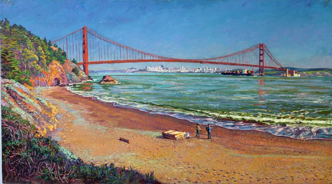 The Golden Gate Bridge from Kirby Cove, oil/canvas, 20" X 36". 2012