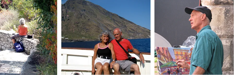 Beryl above Taormina Approaching Stromboli Painting the Fish Market, Catania