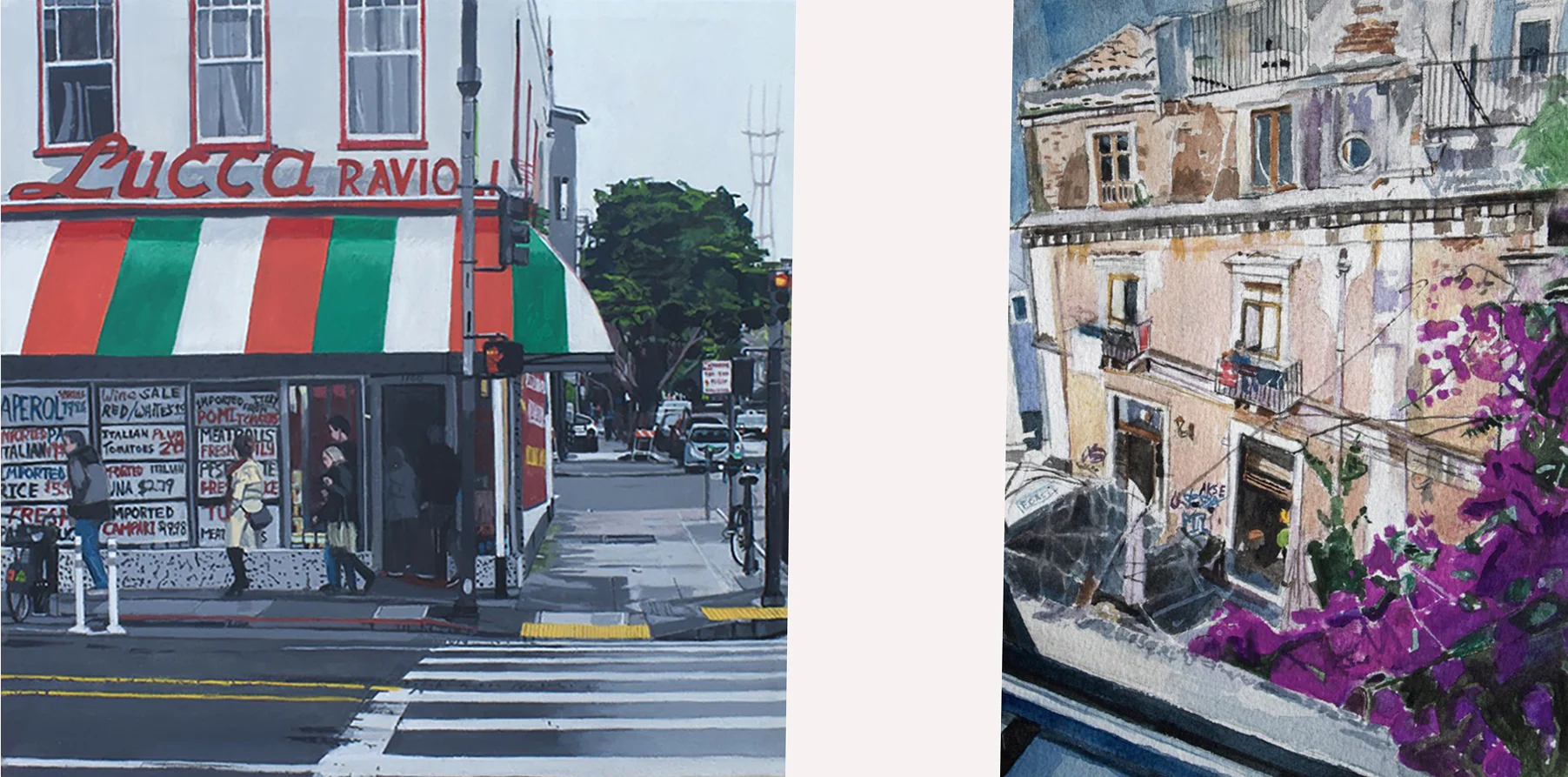 “Vanishing Landmark”, acrylic/canvas, B. Landau ……………………………….. “Bougainvillea, Catania, Sicily” Watercolor, B. Landau