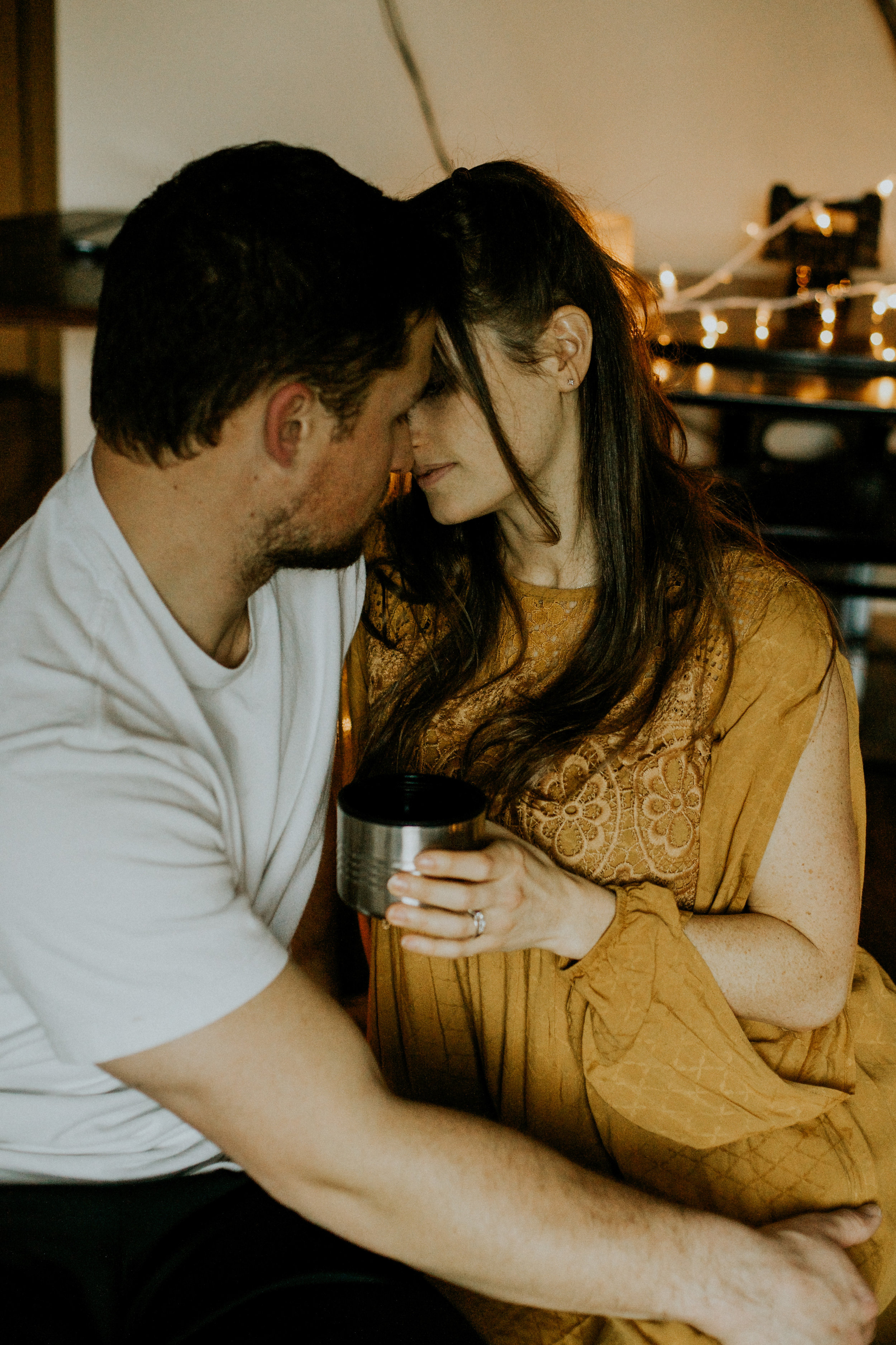 Seattle in home snuggle session engagement