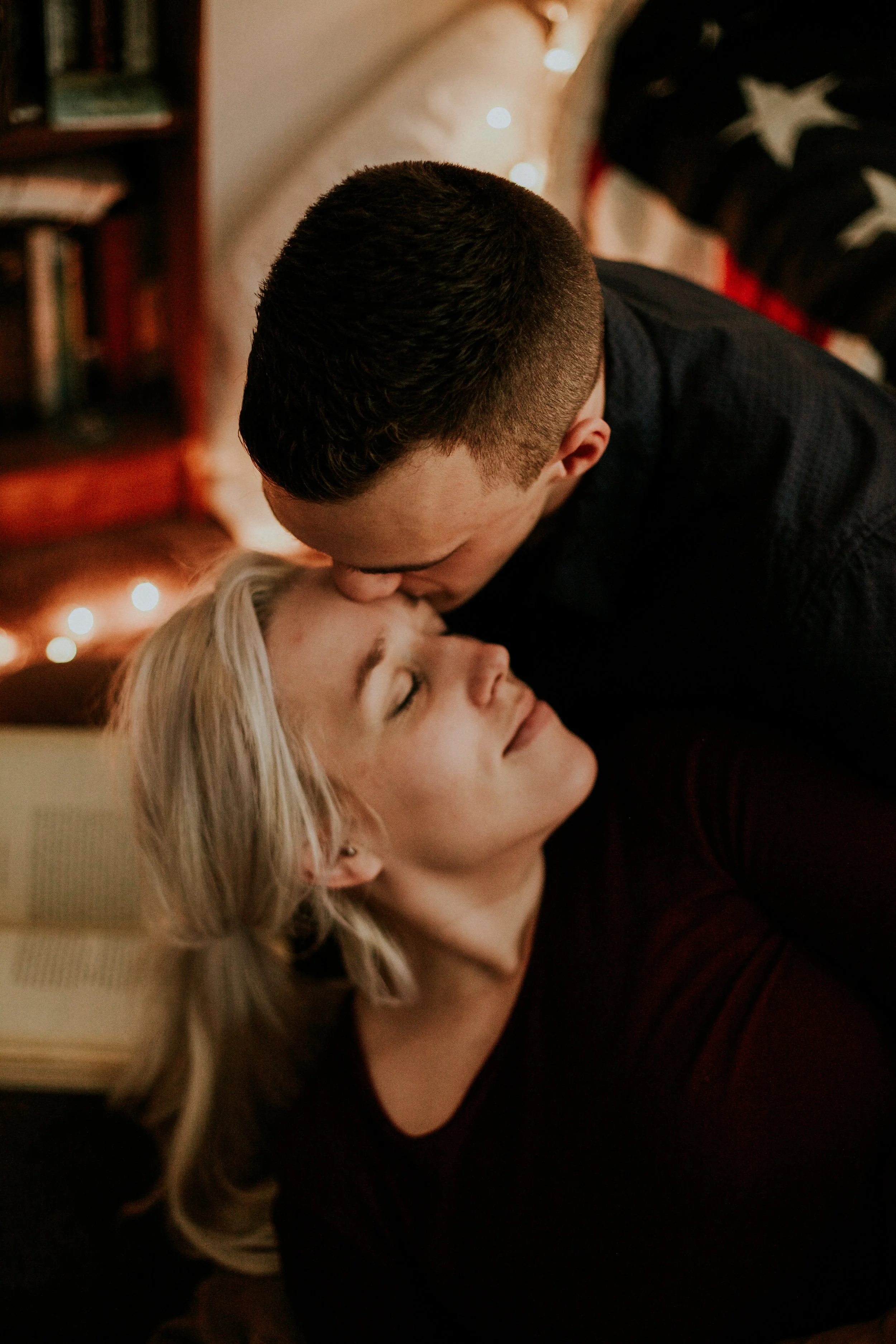 Gig Harbor cute couple in kitchen&nbsp;