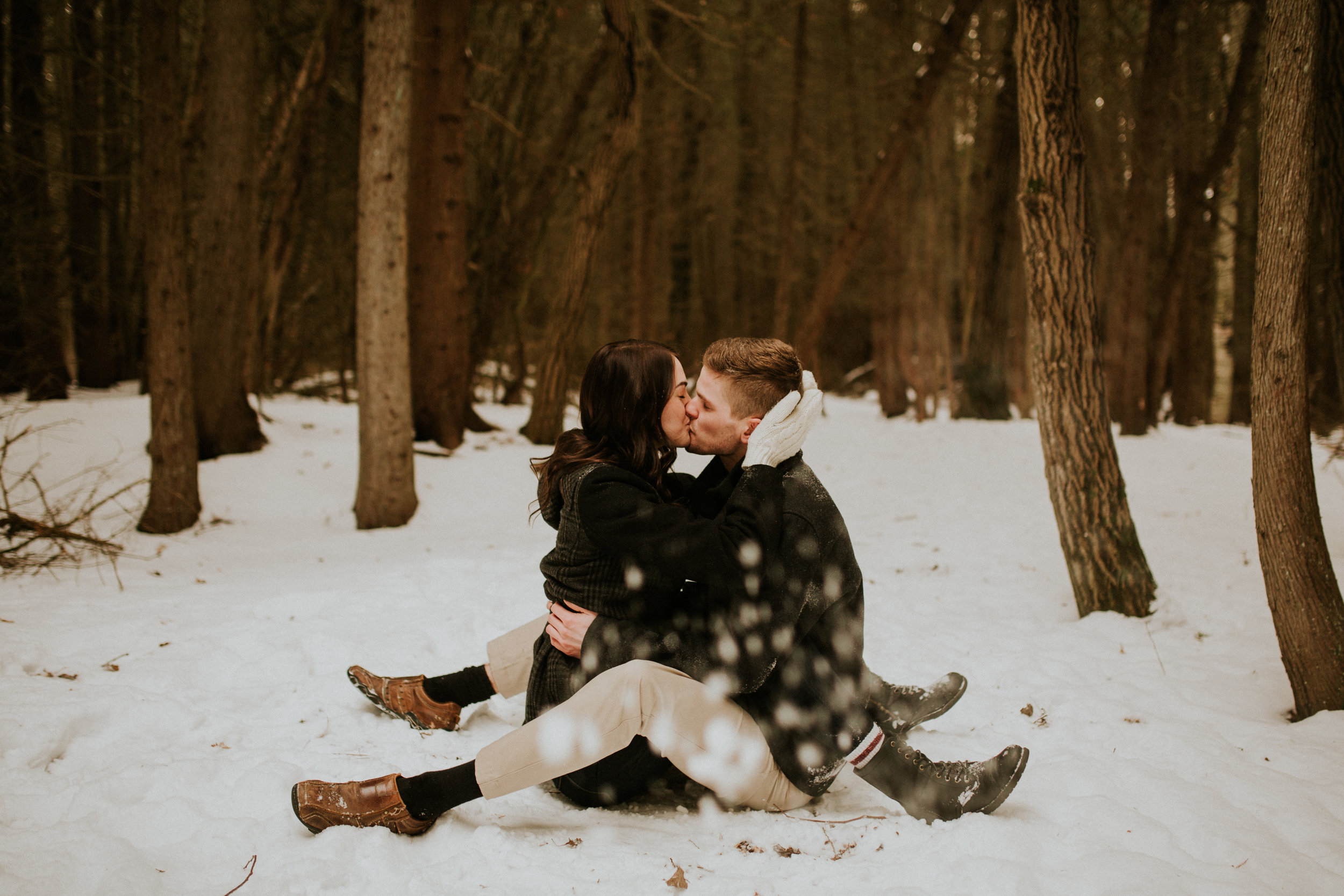 brighton ontario snow engagement photos