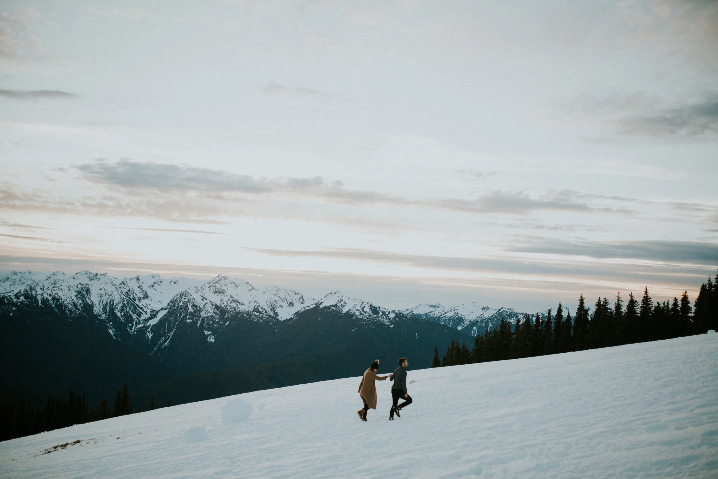 olympic peninsula lovers in the snow