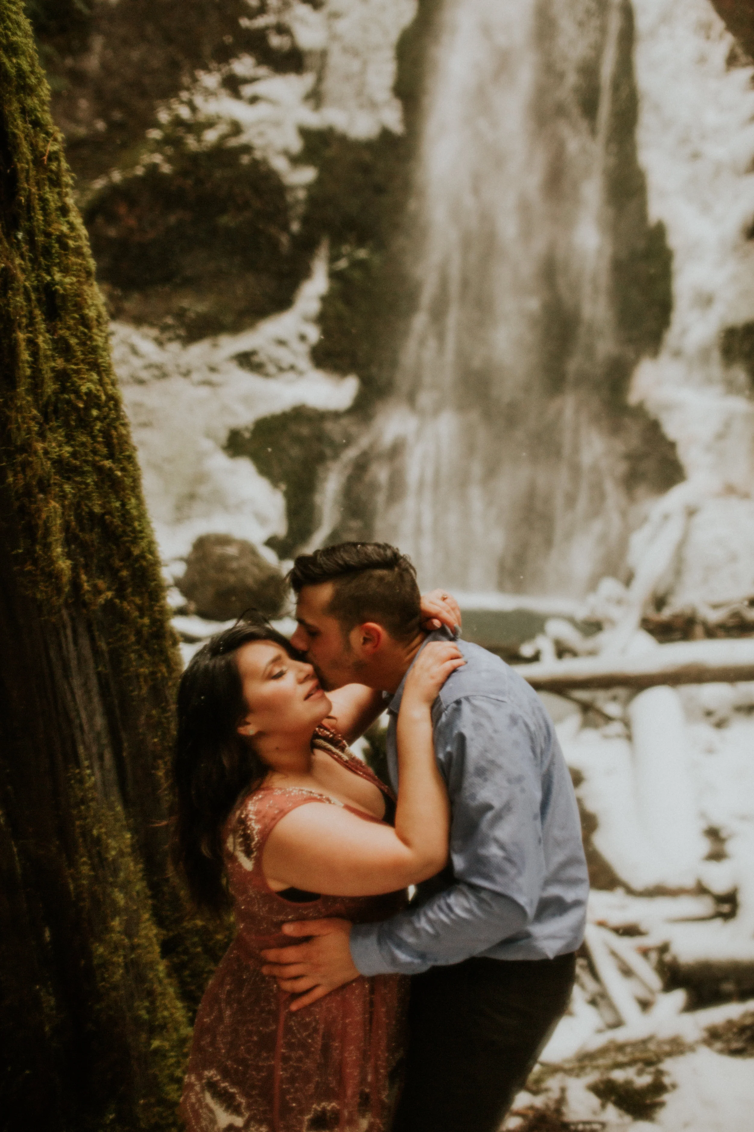 marymer falls in the snow engagement session by breeAnna Lasher