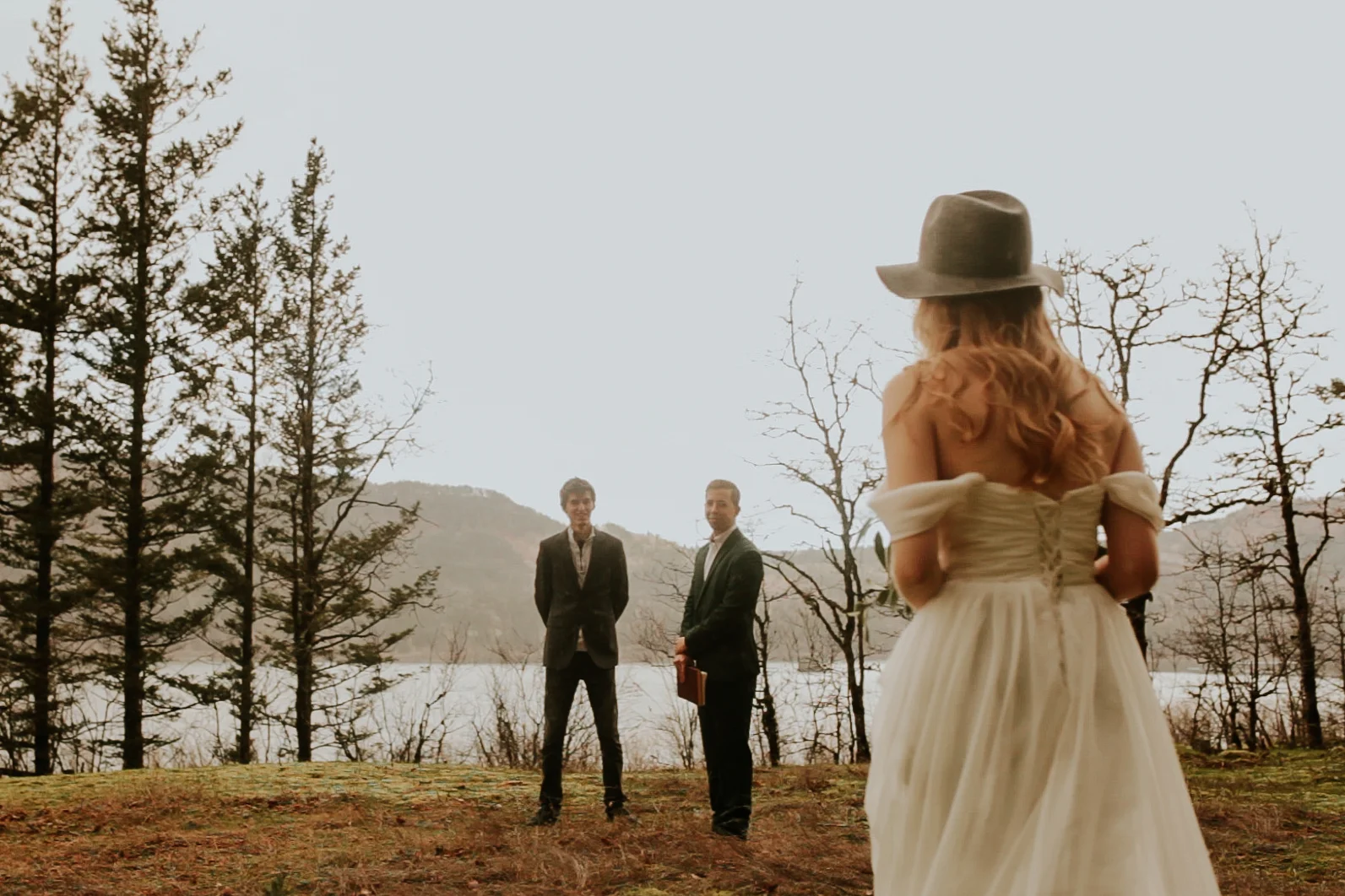Bridal veil falls elopement photography intimate wedding in the woods 