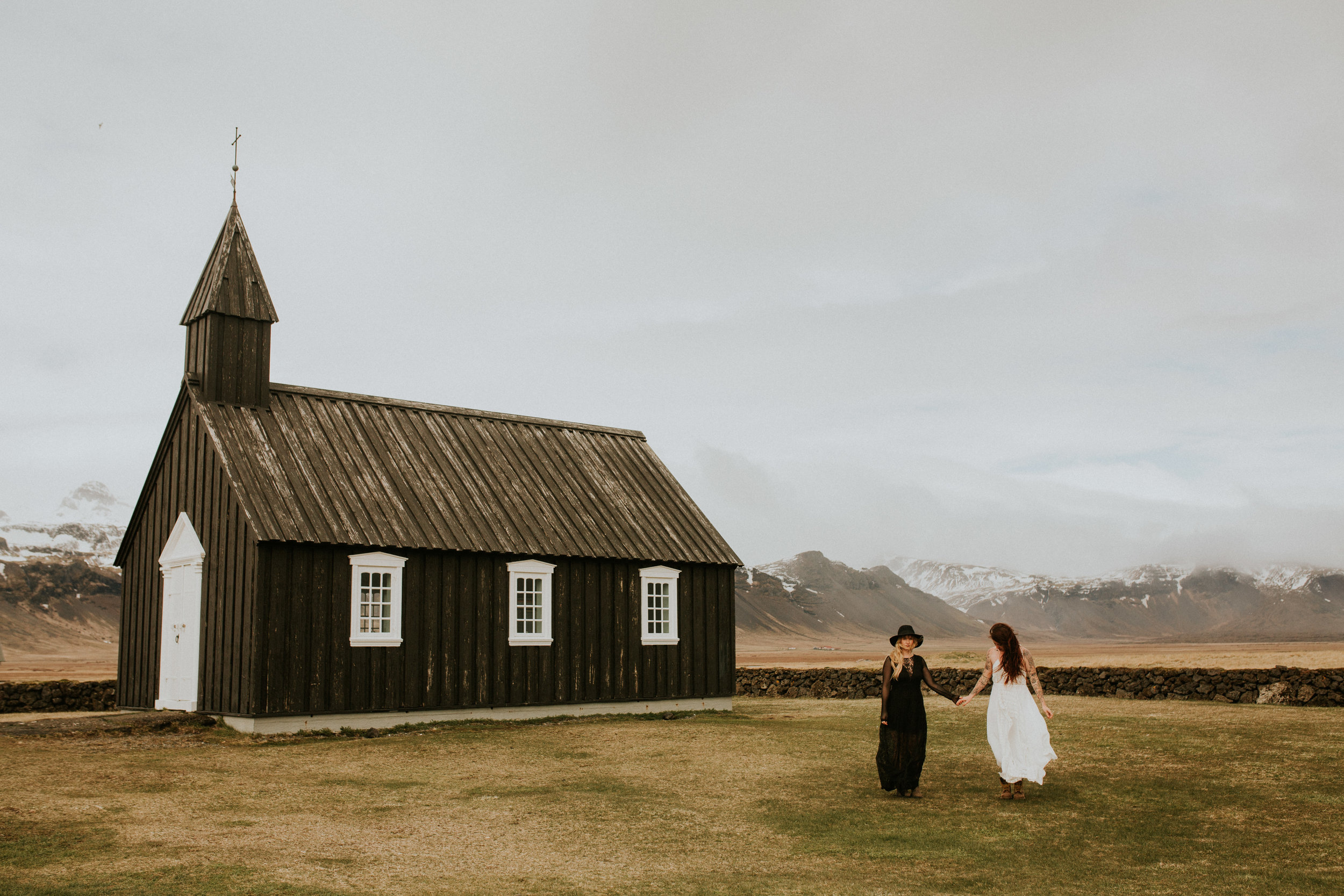 iceland black church same sex wedding photography