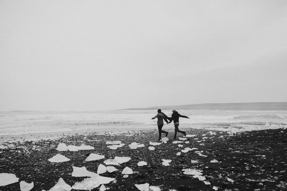 black diamond beach in iceland vanlife engagement session photographer