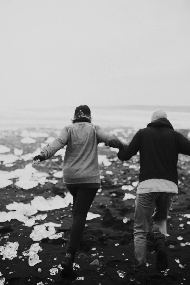 black diamond beach in iceland vanlife engagement session photographer