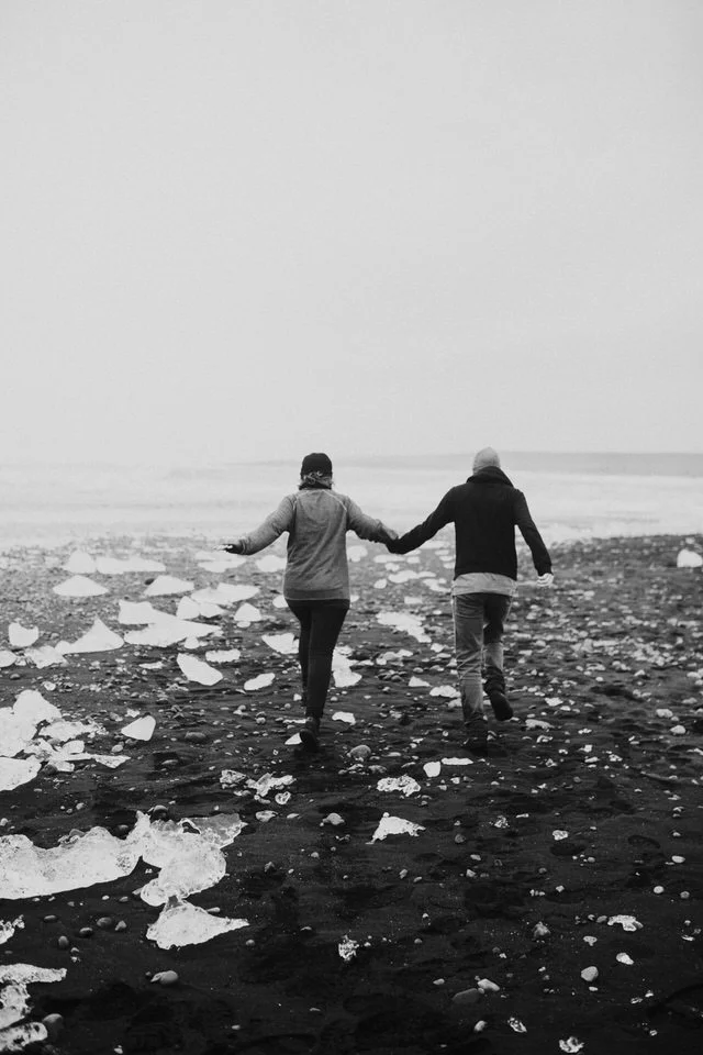 black diamond beach in iceland vanlife engagement session photographer