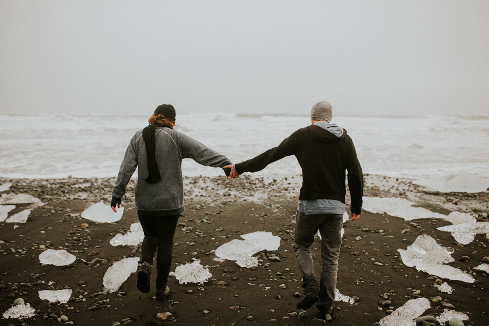 black diamond beach in iceland vanlife engagement session photographer by breeanna lasher