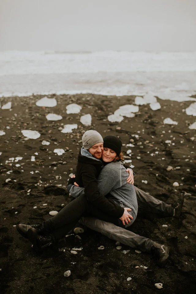black diamond beach in iceland vanlife engagement session photographer breeanna lasher