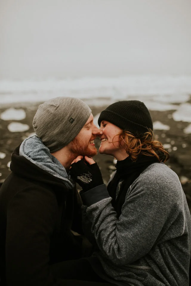 black diamond beach in iceland vanlife engagement session photographer