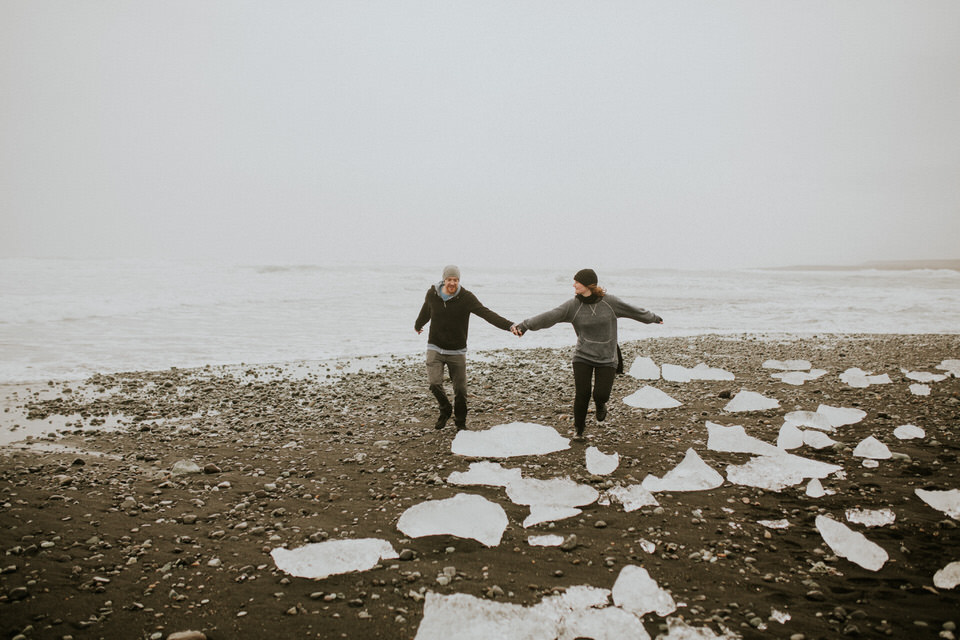 diamond beach in iceland vanlife engagement session photographer