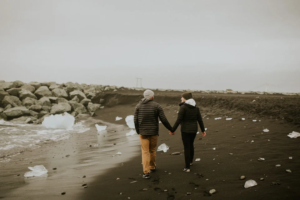 diamond beach in iceland vanlife engagement session photographer breeanna lasher