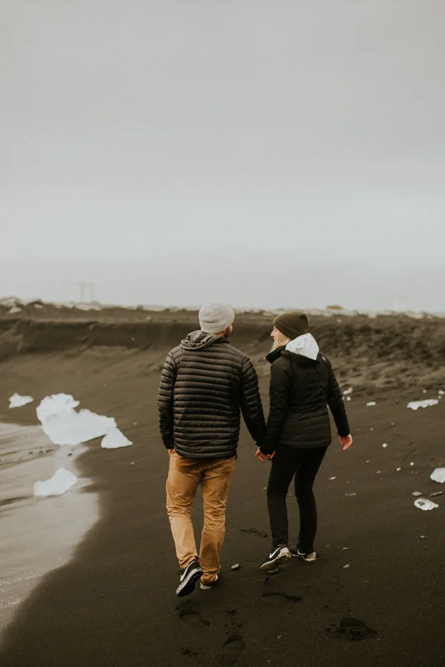diamond beach in iceland vanlife engagement session photography breeanna lasher