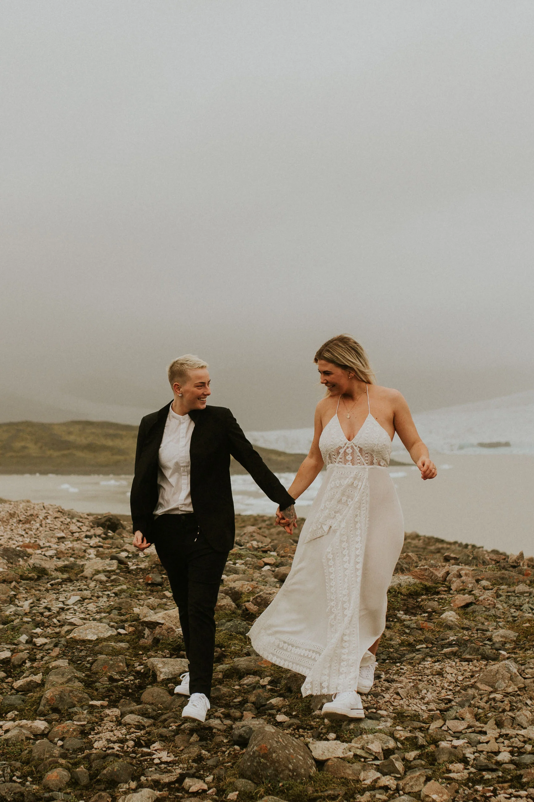iceberg lagoon same sex elopement iceland first look photographer breeanna lasher