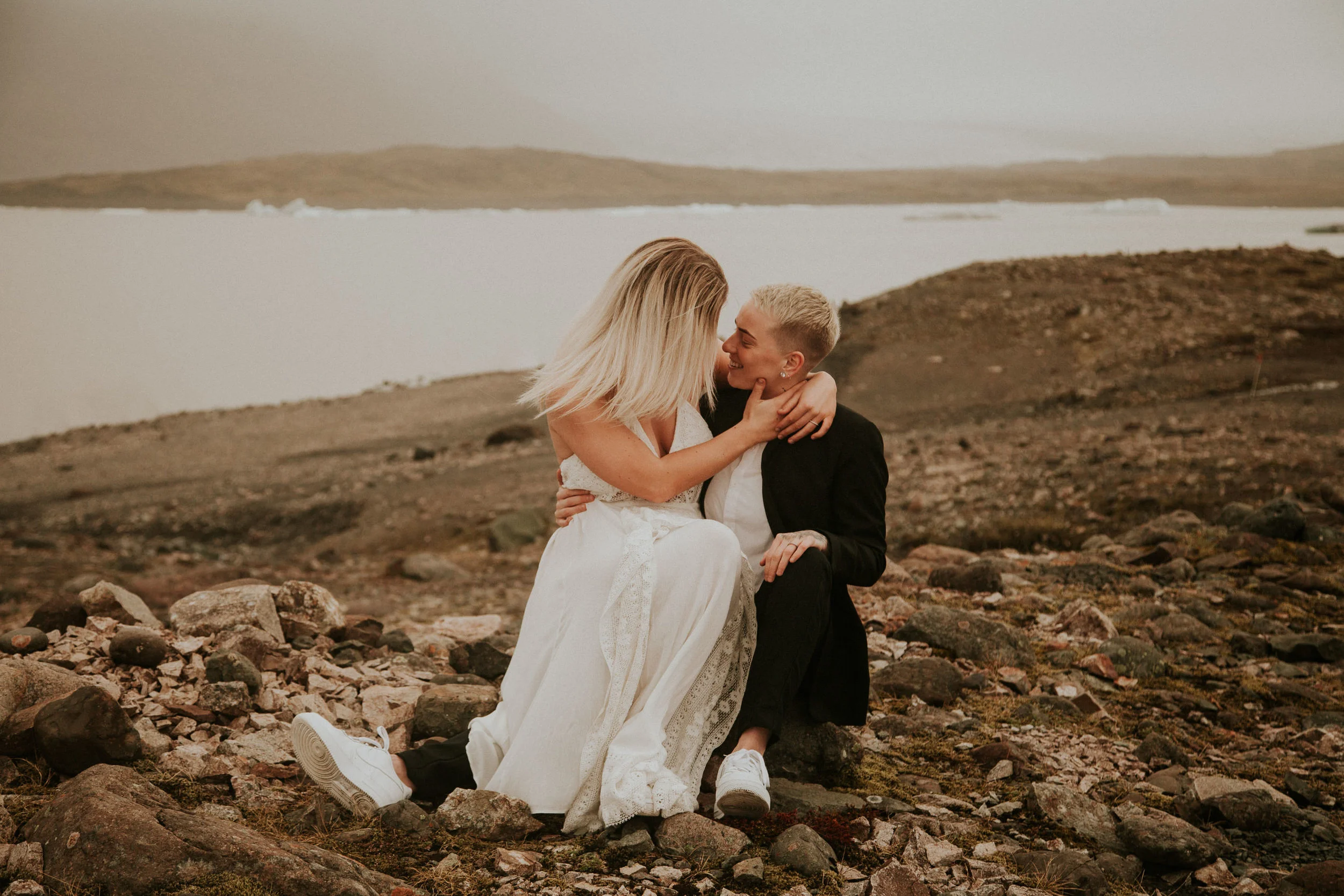 iceberg lagoon same sex elopement iceland first look photographer breeanna lasher