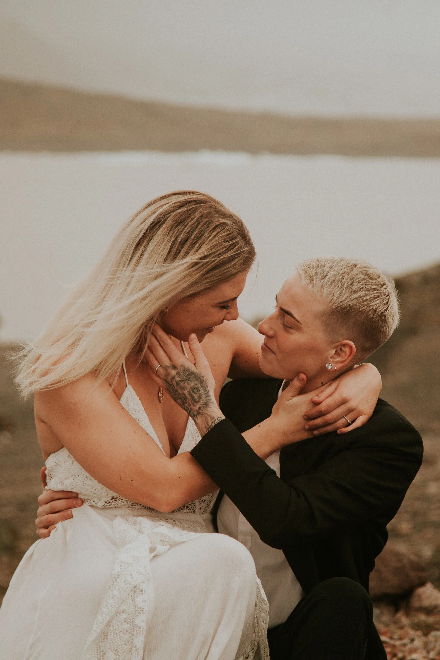 iceberg lagoon same sex elopement iceland first look photographer breeanna lasher