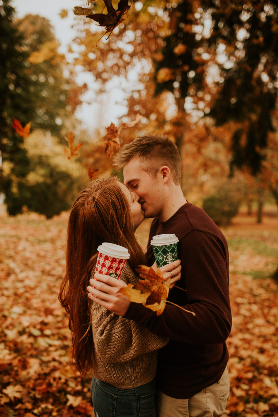 Autumn engagement photos in Tacoma