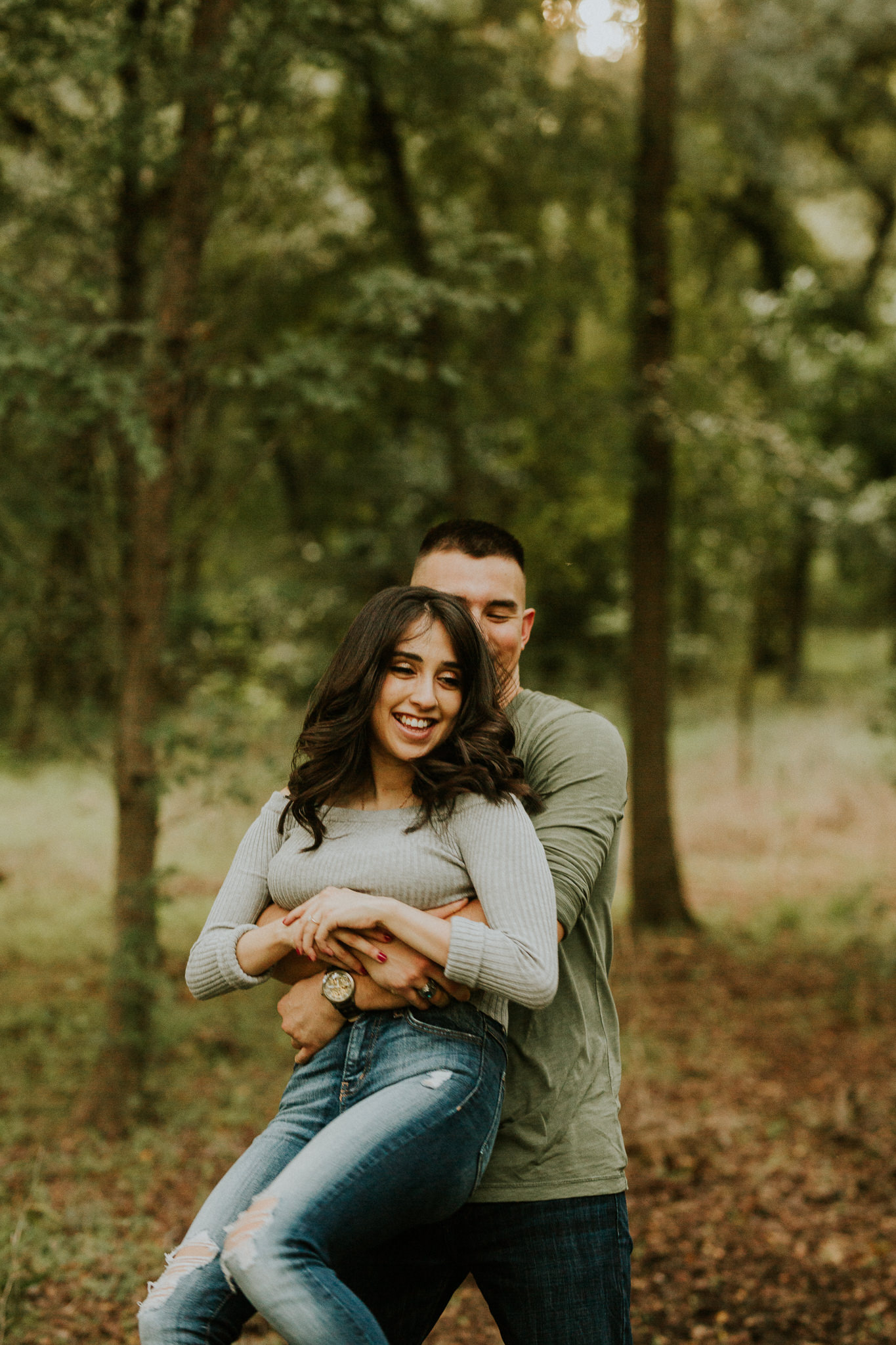 san antonio engagement photography at golden hour in the woods
