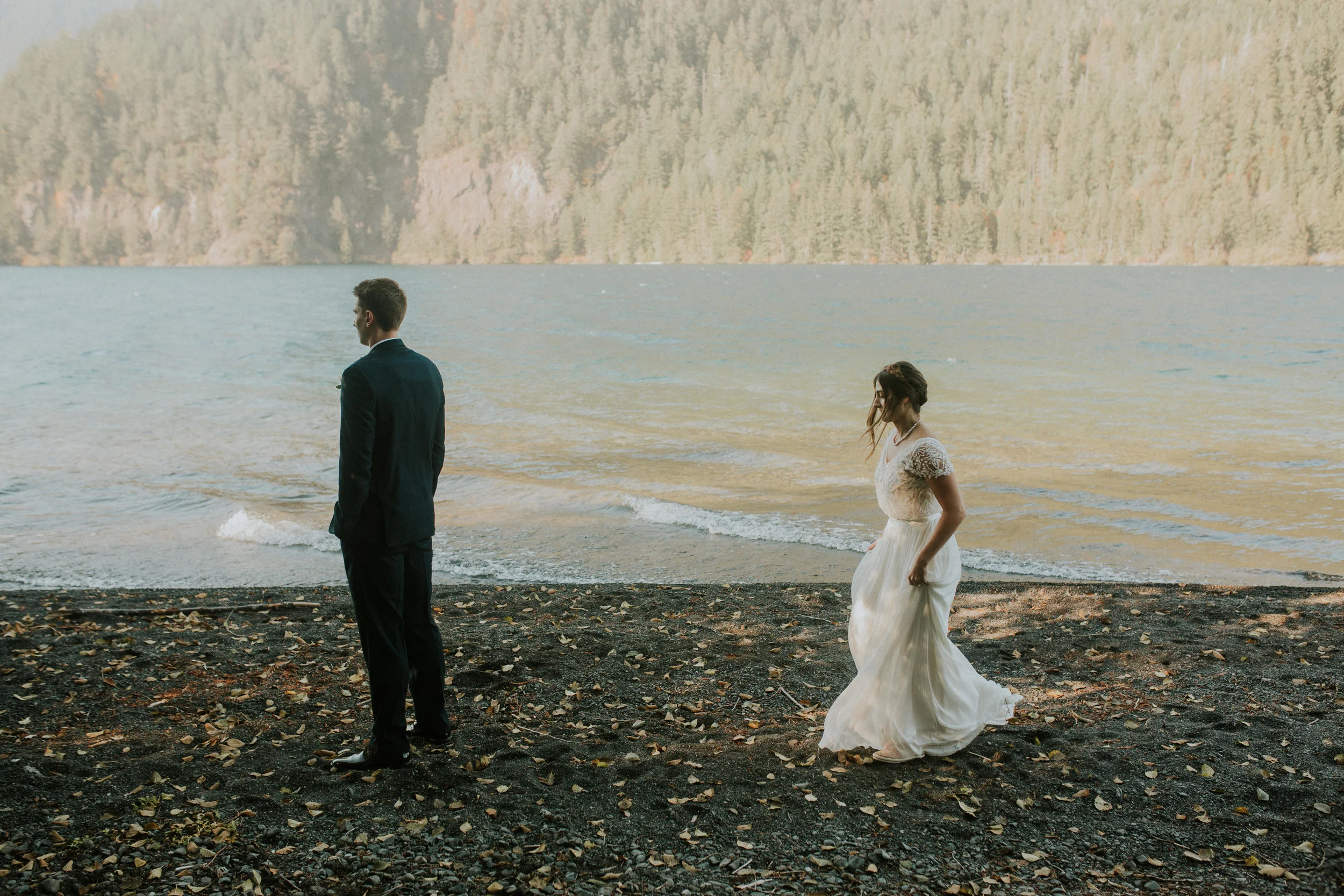 Nature bride wedding photographer - port Angeles wedding photography - best wedding photographers port Angeles - nature bridge elopement - olympic national park wedding - olympic national park elopement - crescent lake elopement - crescent lake wedding - crescent lake wedding photography - bhldn wedding dress - wedding in the woods- forest elopement -