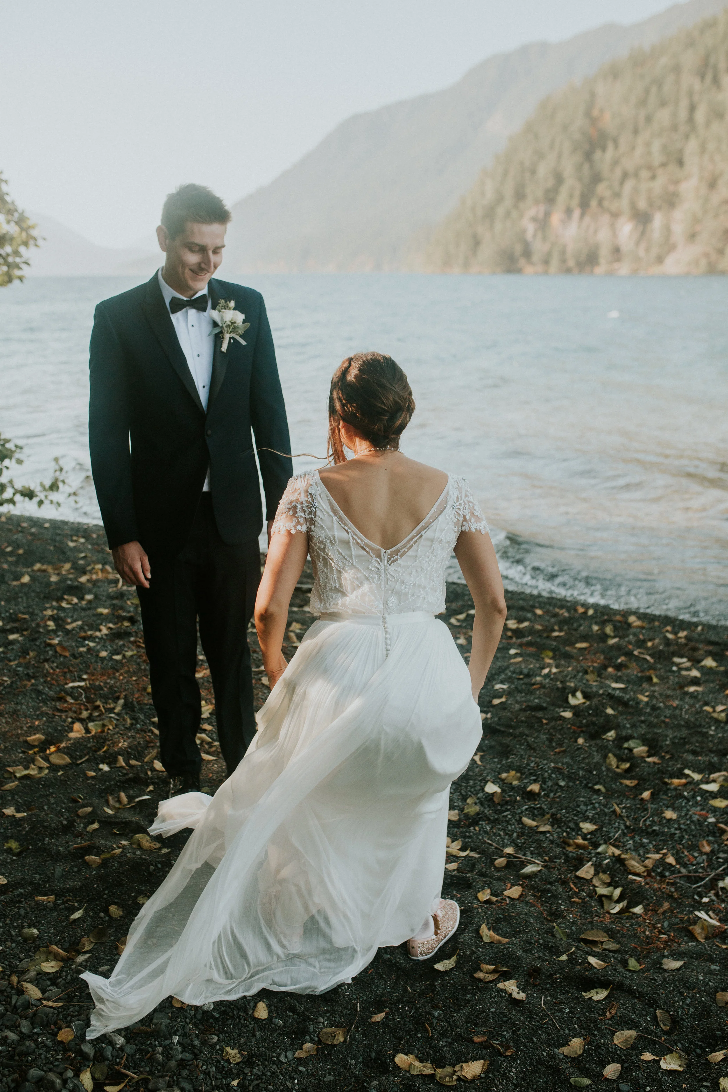 Nature bride wedding photographer - port Angeles wedding photography - best wedding photographers port Angeles - nature bridge elopement - olympic national park wedding - olympic national park elopement - crescent lake elopement - crescent lake wedding - crescent lake wedding photography - bhldn wedding dress - wedding in the woods- forest elopement -