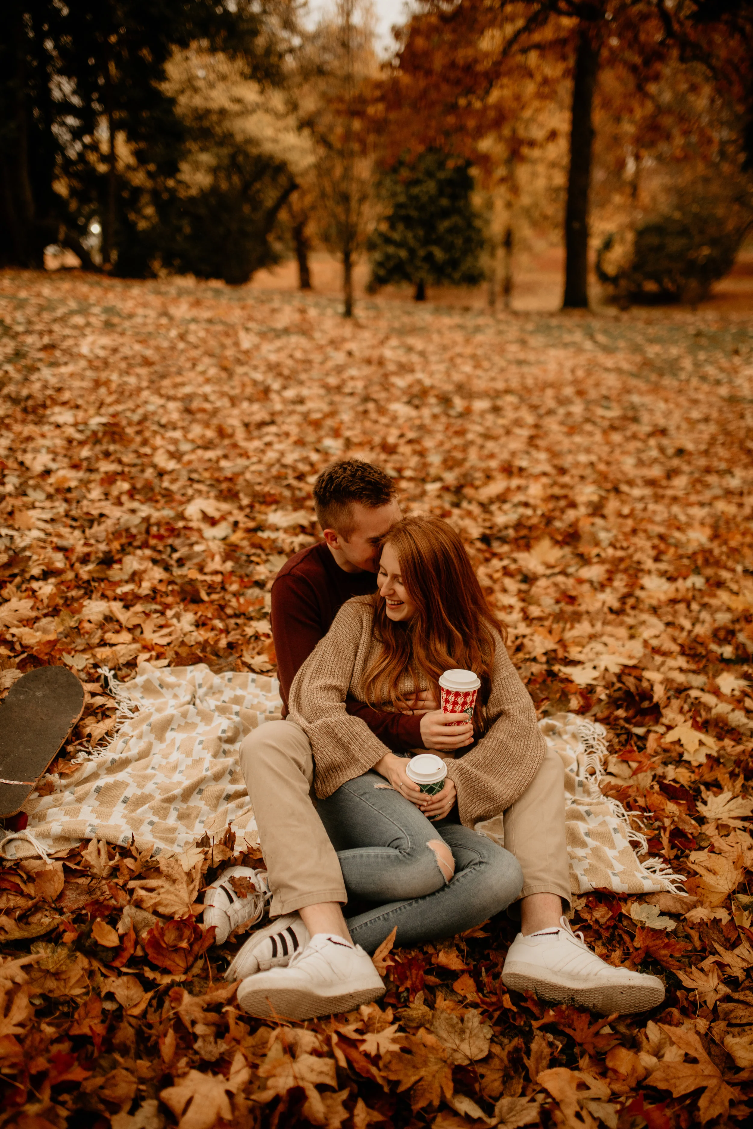 Tacoma engagement photography - Tacoma Wright Park - Tacoma wright park photos - Tacoma wedding photographer - Wright Park engagement photography - best tacoma engagement locations - best tacoma photoshoot locations - best Tacoma photographers - Tacoma best parks - best engagement photos outfits - best Tacoma photography - denim on denim engagements photos - Autumn locations - fall engagement session outfit inspiration -autumn sweater engagement session - fall engagement photos - autumn engagement photos