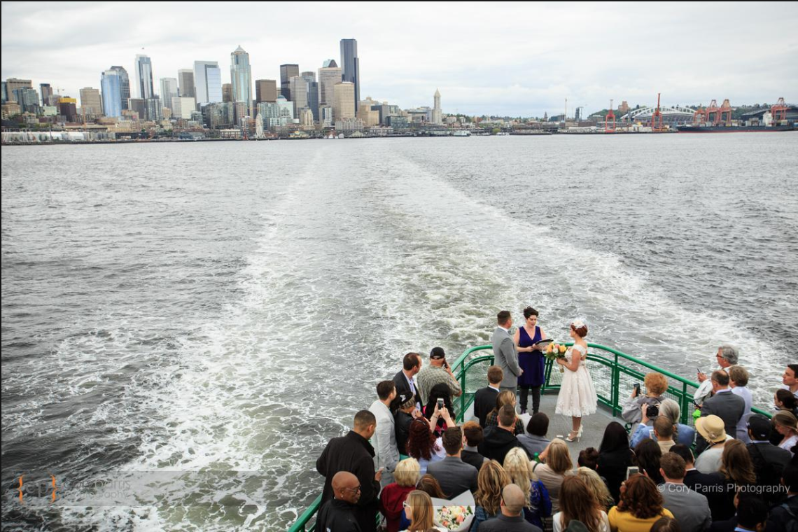 Bainbridge Ferry. Ceremony on ferry, dinner on Bainbridge island or ferry back to seattle for dinner!