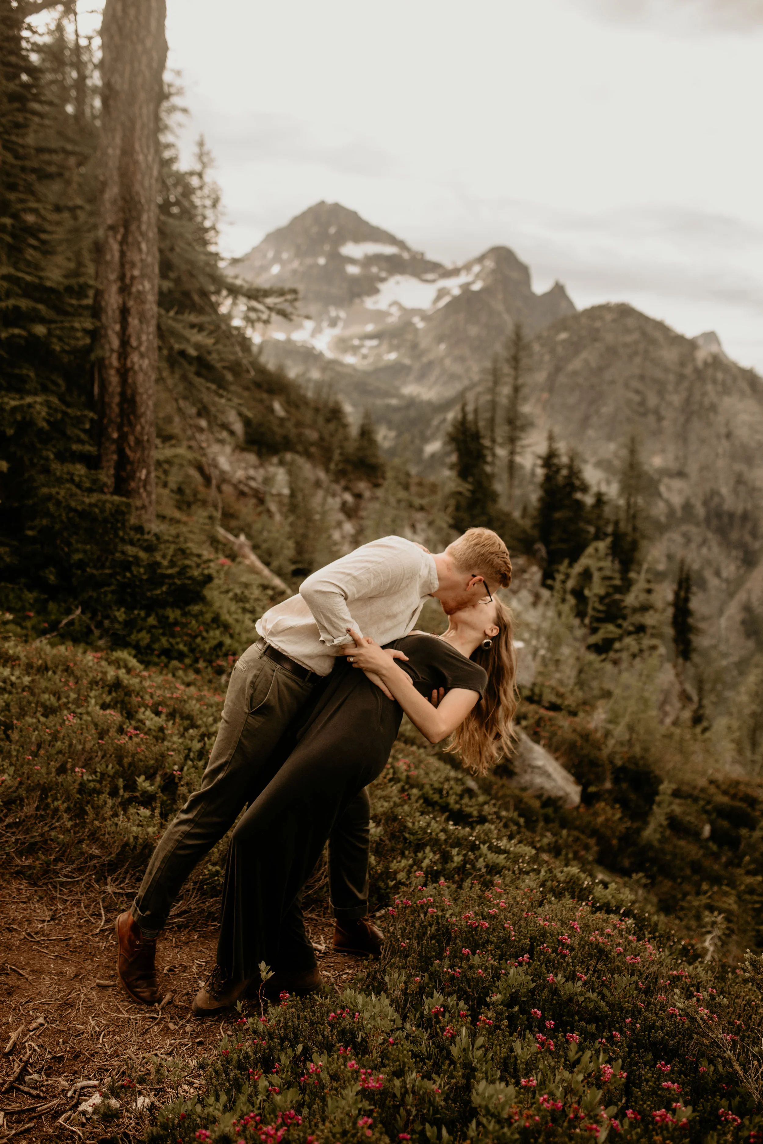 North cascades engagement session - heather maple pass loop engagement photos - north cascade national park engagement photos - mountain engagement photos - mt Baker national park engagement photos - wildflower engagement photos - summer engagement …