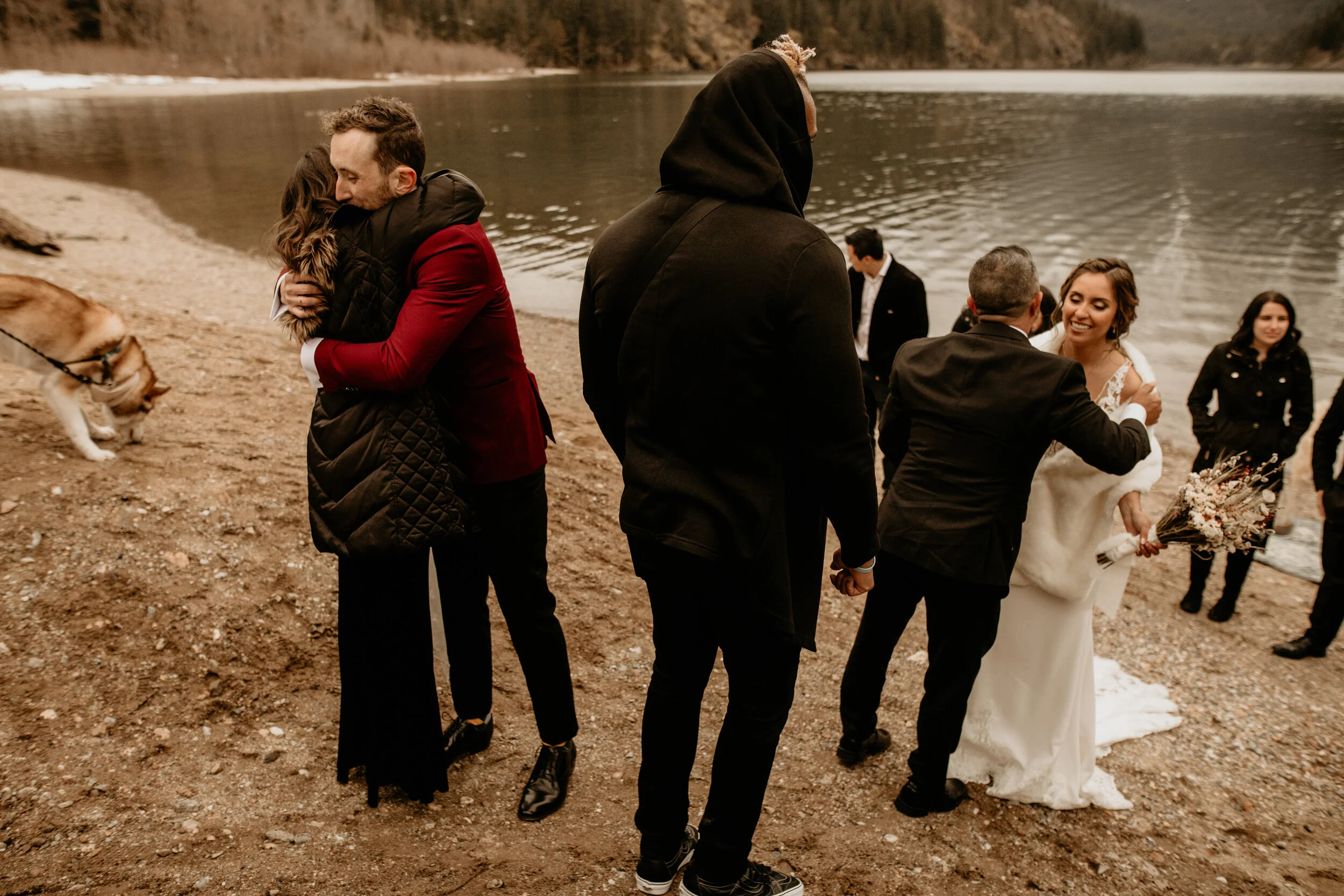 hugs on an elopement day