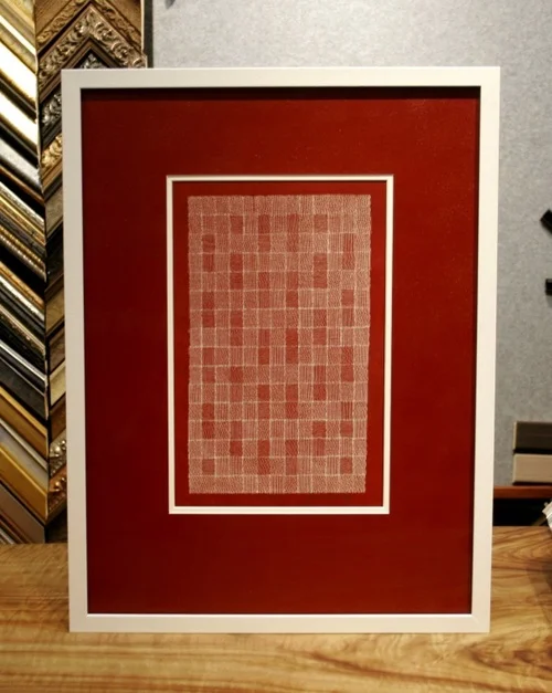 Etching framed with colour matched matting