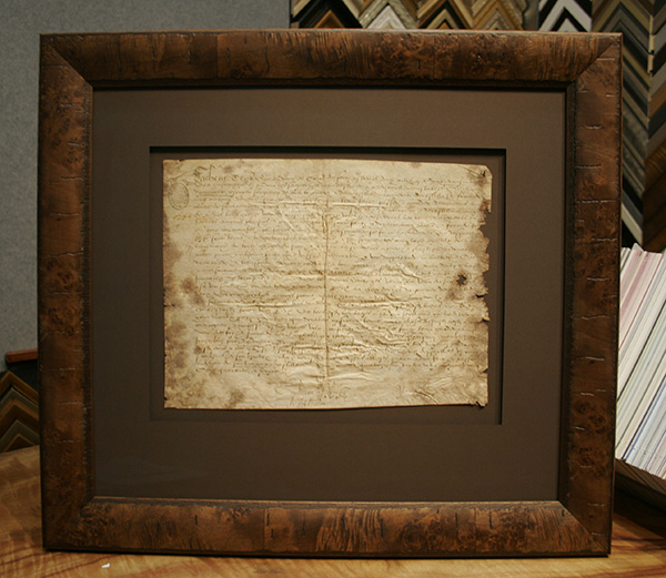 500 year old Antique Document conservation framing