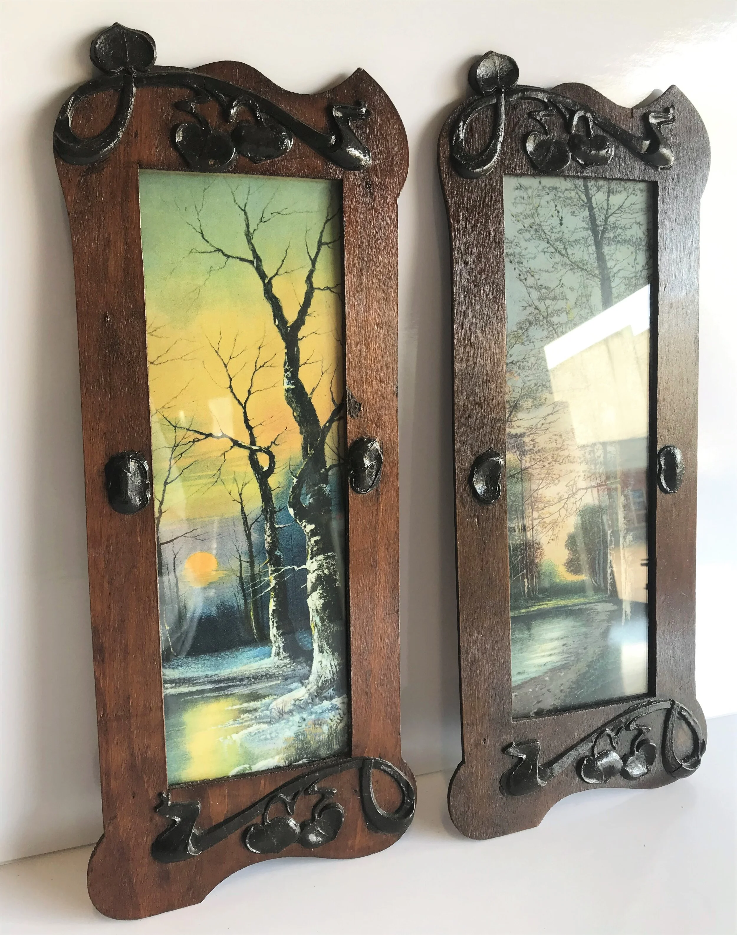 Pair of Art Nouveau Plywood Frames